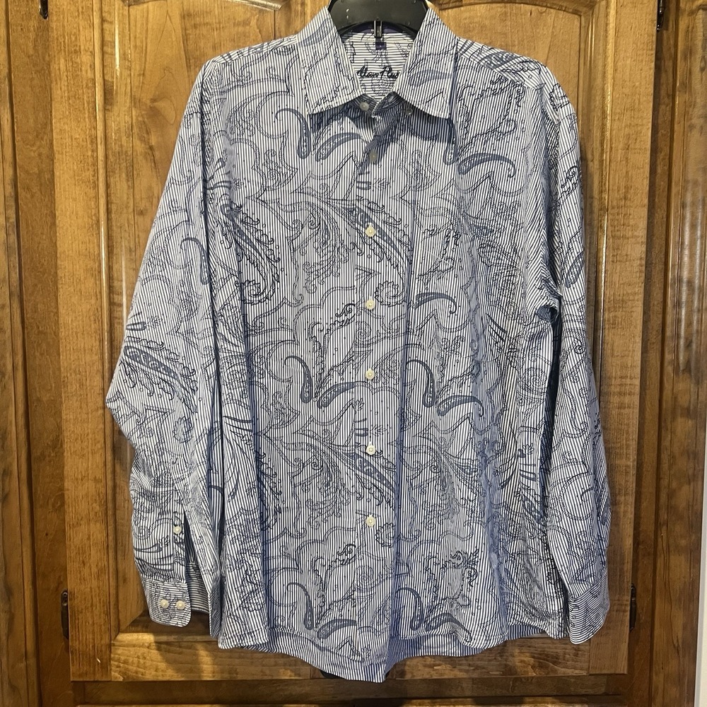 Alan Flusser Shirt Mens‎ Large Button Up Floral Paisley Long Sleeve Colorful 90s